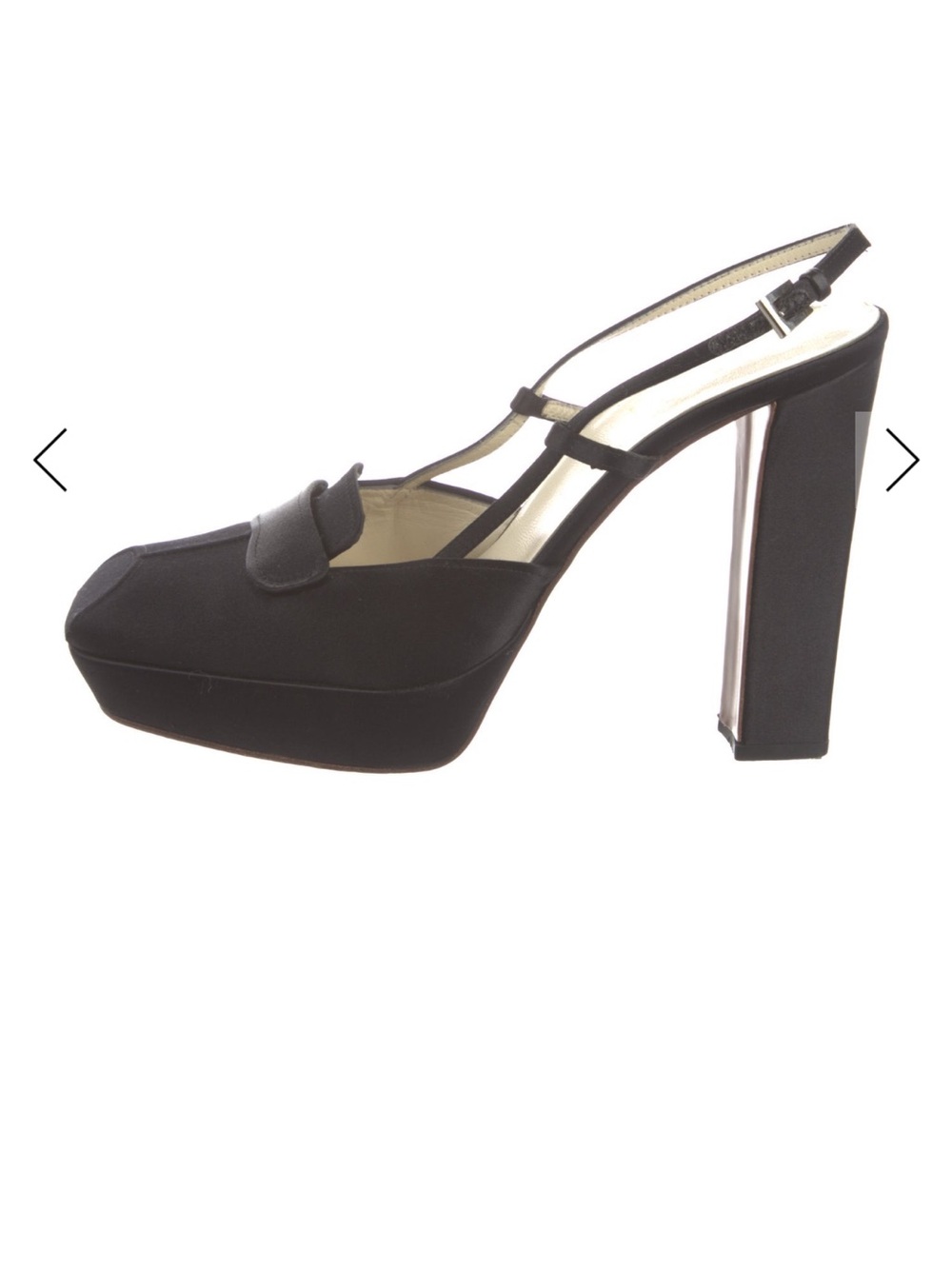 Prada Black Square-Toe Slingback Block Heels - Picture 6 of 9